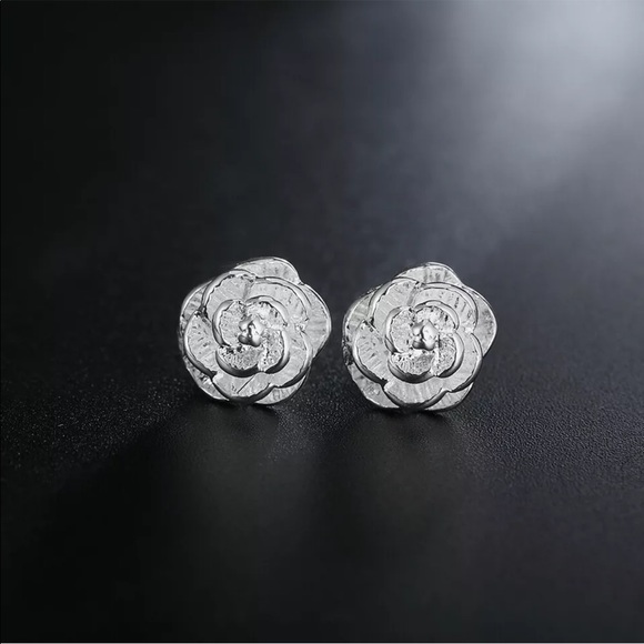 Jewelry - Sterling Silver Cherry Blossoms Floral Stud Earrings NEW